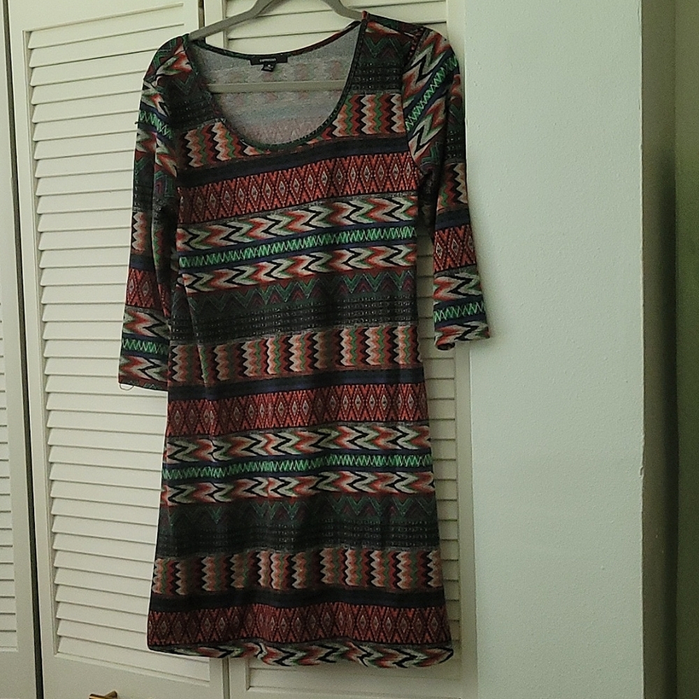 Three quarter sleeve scoop neck dress